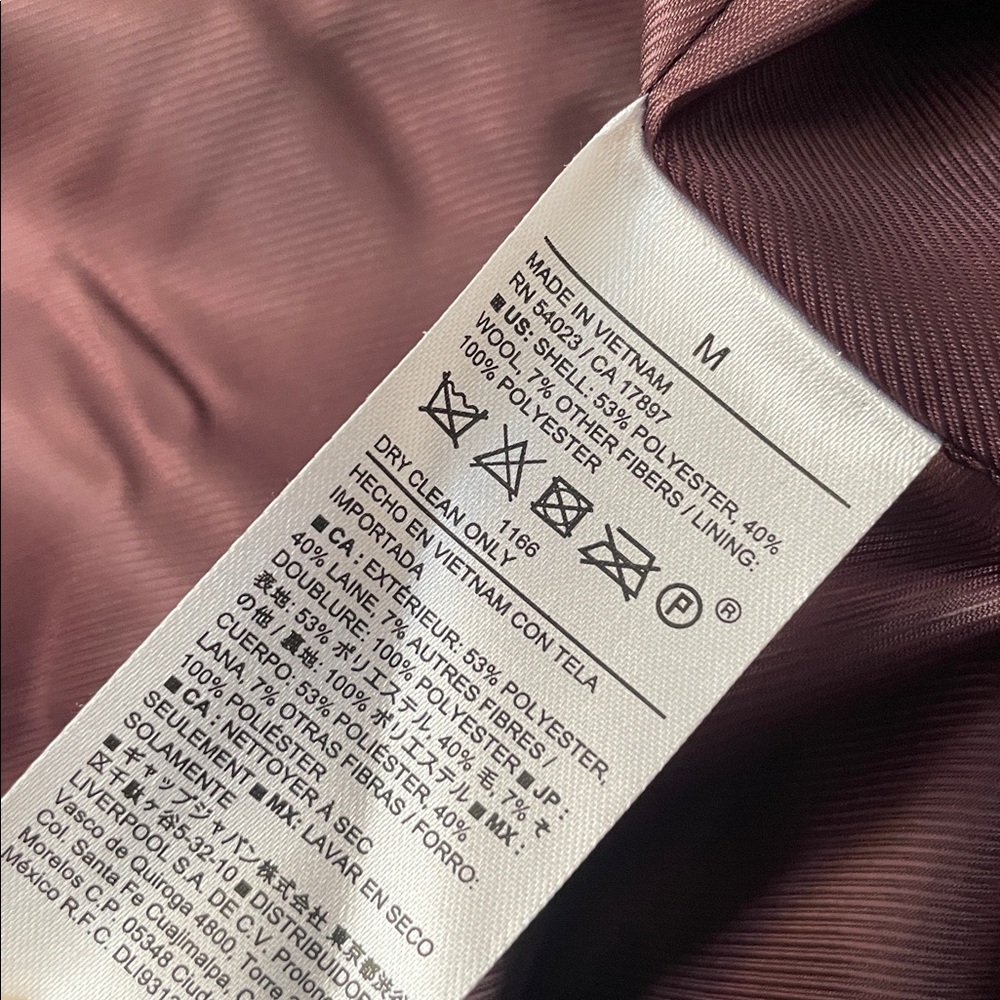 Banana Republic Factory Burgundy Wool Blend Topcoat Peacoat - Picture 9 of 9